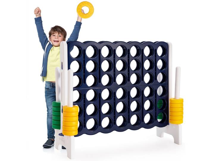 Vier in een Rij Spel Vier in een rij Spel met 42 Jumbo-Ringen en Schuifregelaars om Snel Opnieuw te Starten voor Kinderen en Volwassenen