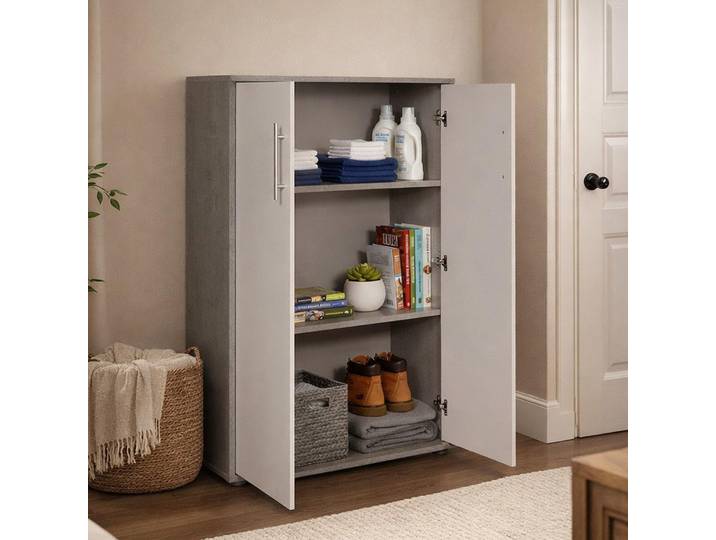 Angie - Armoire polyvalente 2 portes\, 79x118h cm blanc\, 2 étagères