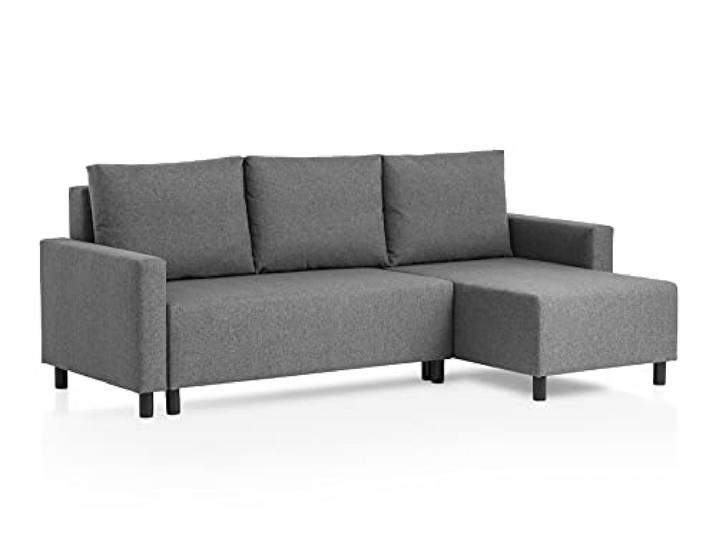 Traumnacht Schlafsofa Avallon, Ecksofa in L-Form mit Schlaffunktion und Stauraum in der Ottomane, produziert nach deutschem Qualitätsstandard, grau, 136 x 224 x 80 cm
