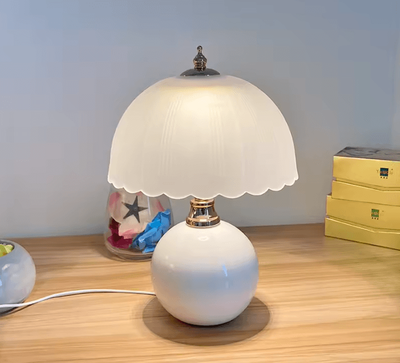 Inspire Curations Modern Ceramic Glass Bedside Table Lamp Warm Minimalist Reading Light white eu