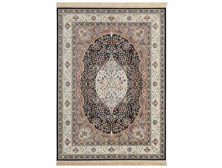 Steffensmeier Kurzflor Teppich Riad Wohnzimmer Orient Pflegeleicht Kirman Schwarz, Größe: 95x140 cm