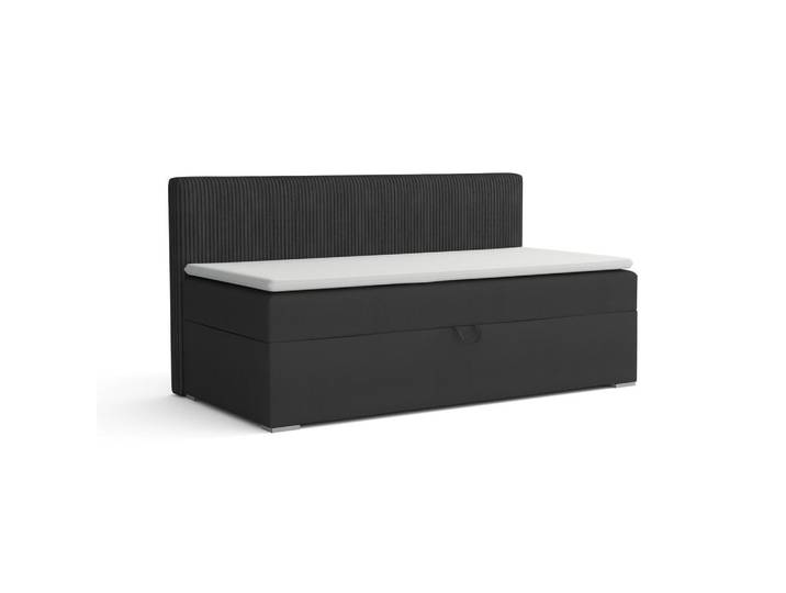 Deine Möbel 24 Boxbett Mati BIS 90/200 Anthrazit mit Taschen-Federkernmatratze H4, Holz, H4, 90x200 cm, Schlafzimmer, Betten, Boxspringbetten