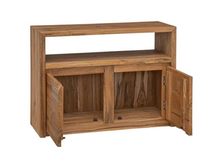 KKgypkn Sideboard 80x30x60 cm Massivholz Teak 2 Tueren Rustikales Design, Ablage fuer Zeitschriften, einzigartige Holzmaserung