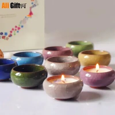 Inspire Daily Merch Decorative Handmade Ice Crack Ceramic Candlestick For DIY Home Wedding Party Candle Holders grey