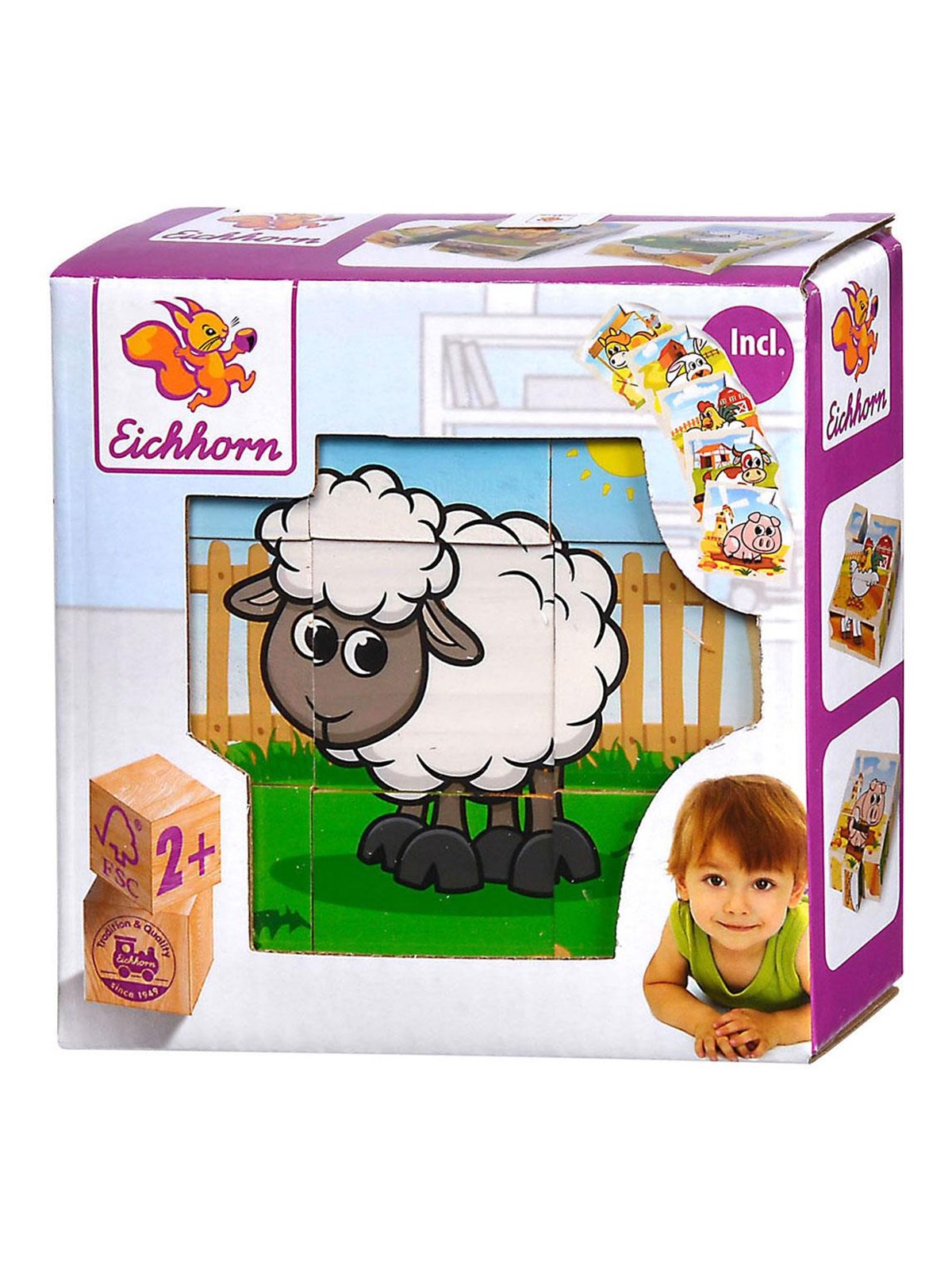 Eichhorn Wooden Block Puzzle Farm Holz