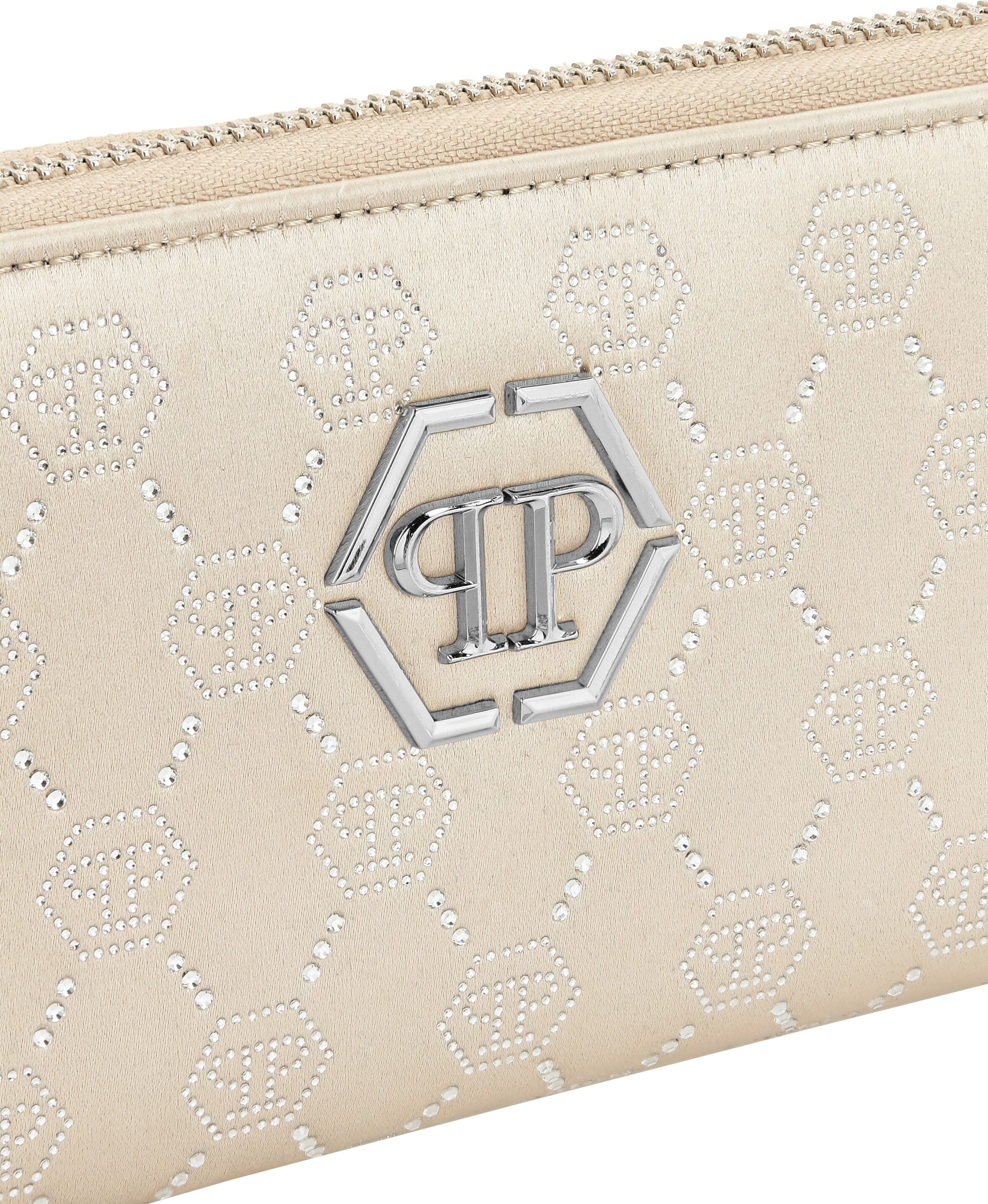 Clutch PHILIPP PLEIN "Reißverschluss-Geldbörse", Damen, beige (06, beige), Taschen