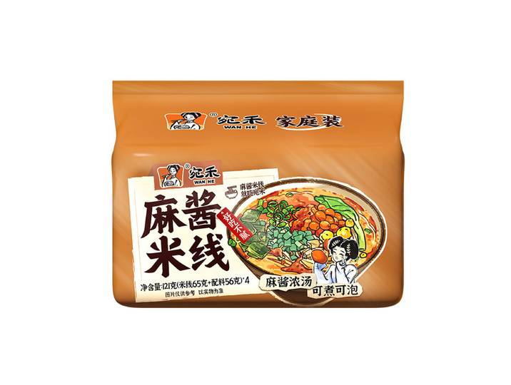Wan He Nouilles de Riz à la Sauce Sésame (Format Familial) 121 g x 4