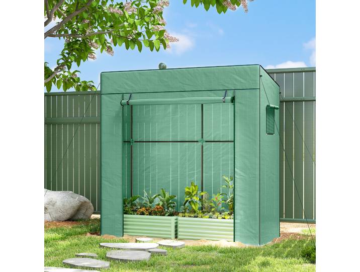 Outsunny Serre Murale PE 196x77x197cm Porte Enroulable
