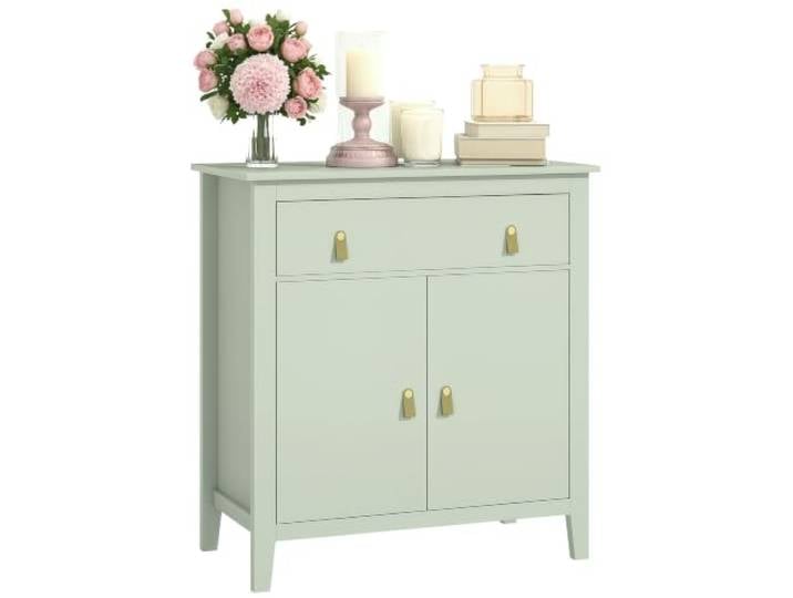 HOMCOM Sideboard mit Schublade und verstellbarem Regal Hellgrün Modernes Design, PU-Griffe, Wohnzimmer, Esszimmer, Küche