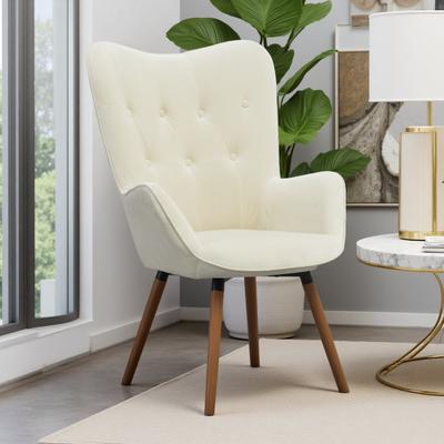 ZWYO HOSIMU Silky Velvet Accent Chair with Tufted Back, Foam Cushion & Solid Wood Legs for Living Room