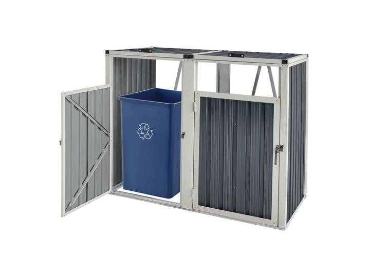 pro.tec Mülltonnenbox Tarbek, Anthrazit, Metall, 146x121x82 cm, Gartenzubehör, Gartenmöbel-Schutzhüllen