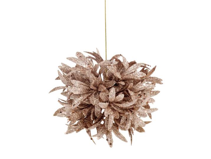 Weihnachtliche Hängedeko Kugel aus Blättern, gold
