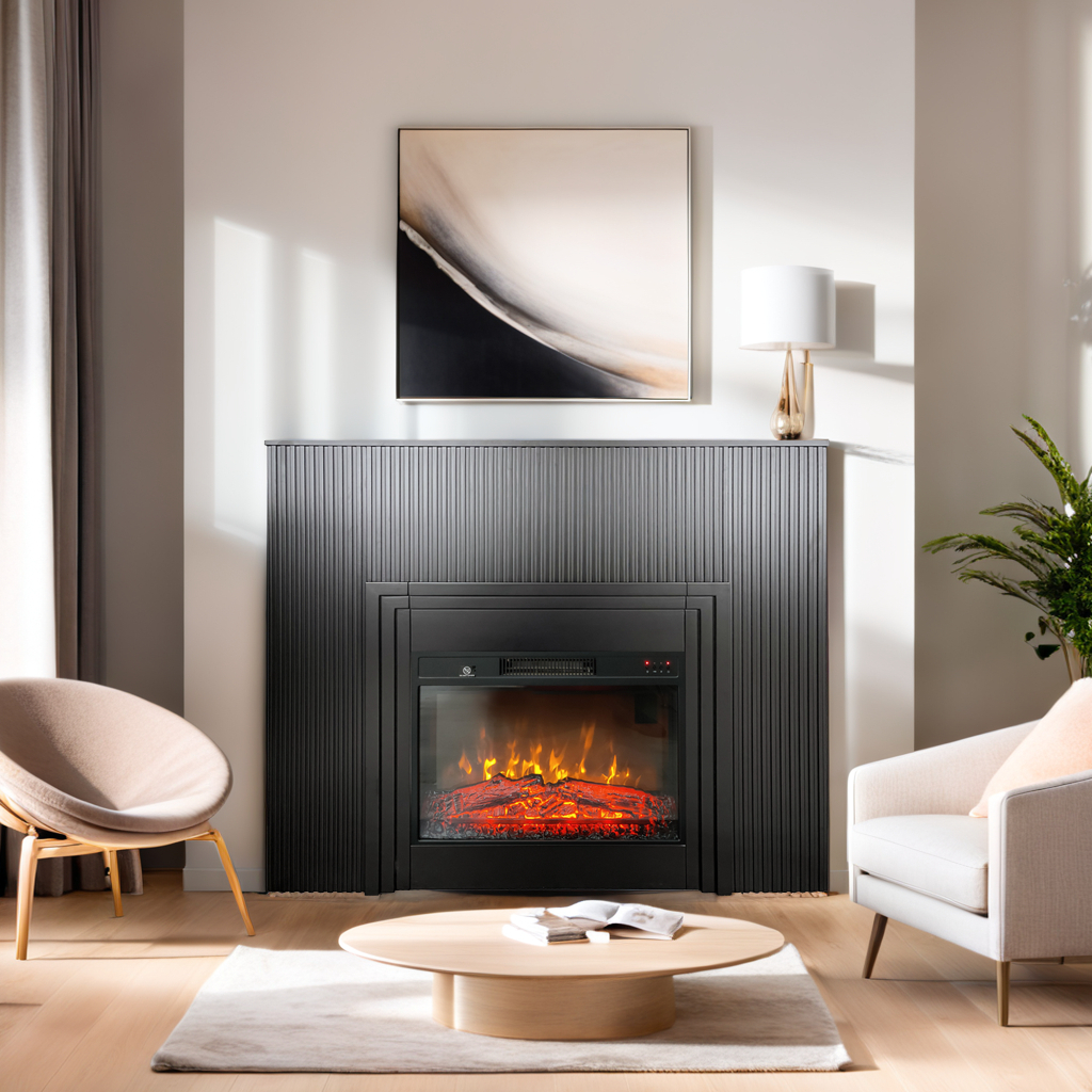 Elektrokamin mit Lamellenleisten ElectricSun LAMELIA Schwarz Matt, mit Soundeffekt, mit App, 3 Farbeinstellungen, B120xH102cm