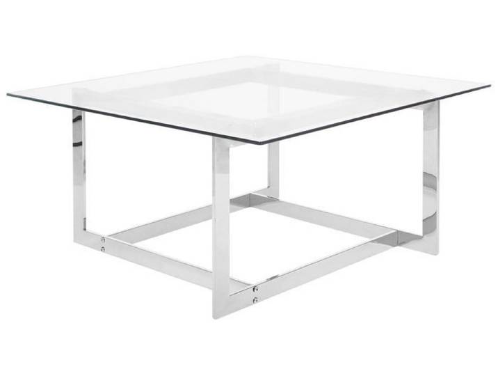 Table basse argentée en verre CRYSTAL