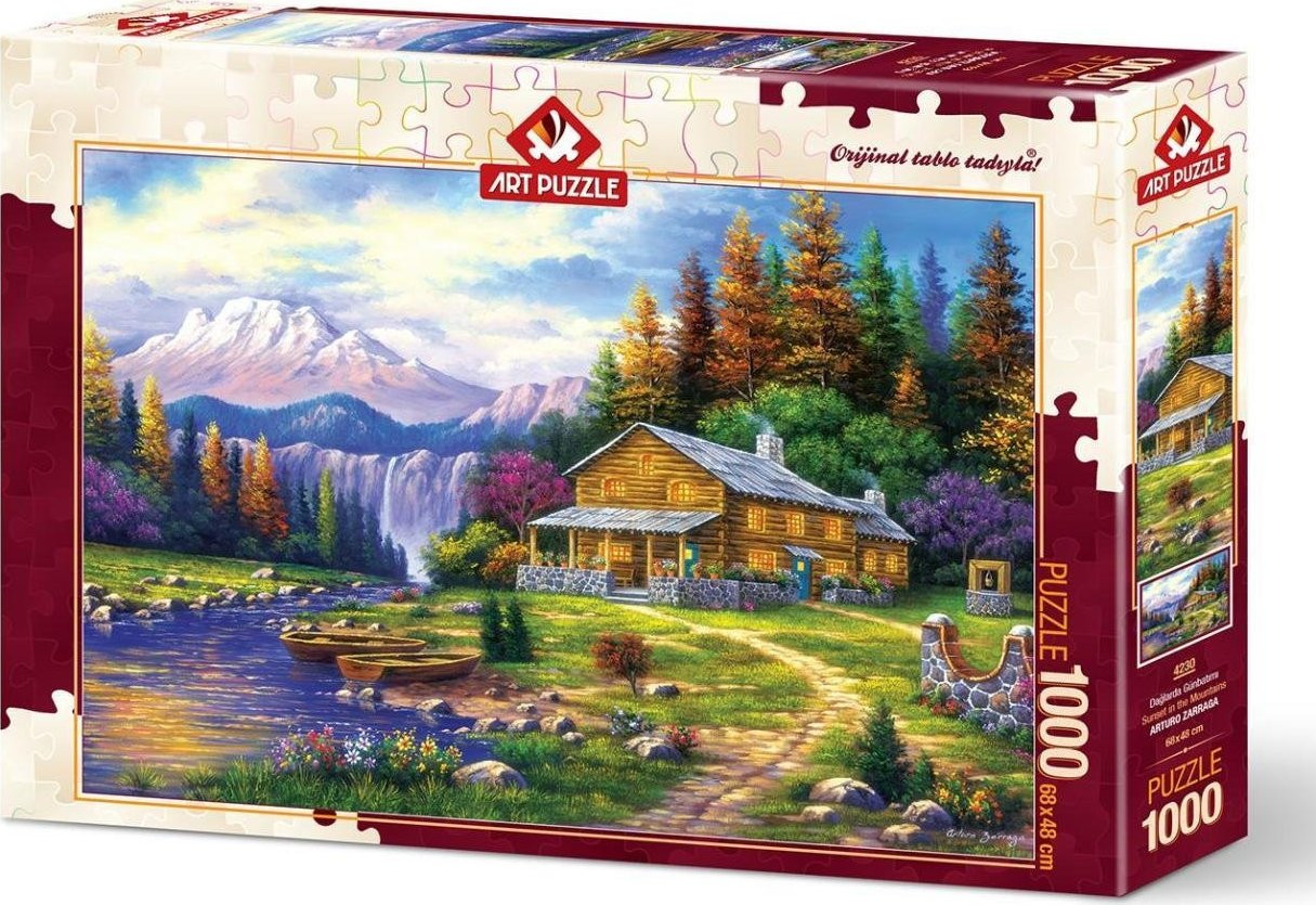 ART PUZZLE Puzzel met zonsondergang in de bergen, 1000 stukjes