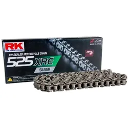RK Takasago Chain, Motorrad Zubehör, RK Antriebskette 525XRE-114 (XW-Ring) mit Anstoss (CLF) inklusive, Standardfarbe (Kapazität: bis zu