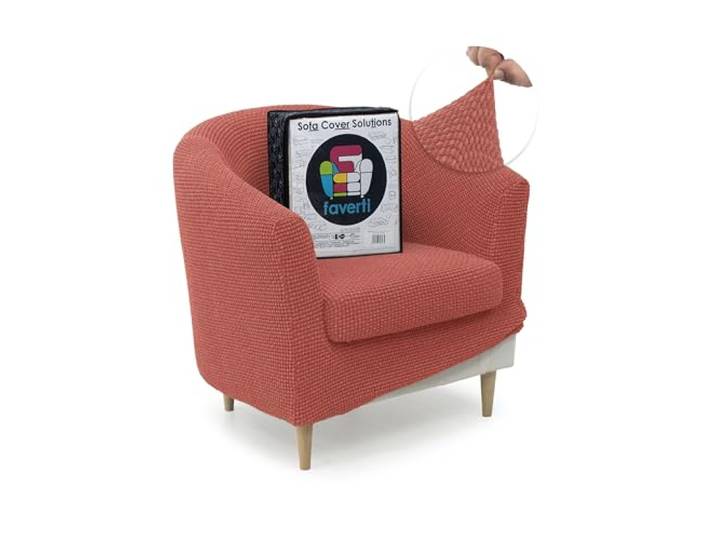 FAVERTI Housse de Fauteuil Club avec Housse de siège Housse Super élastique Compatible avec Les fauteuils IKEA TULLSTA et BAKLA Modèle NOVELE Corail Tissu Jacquard de qualité Toucher Coton