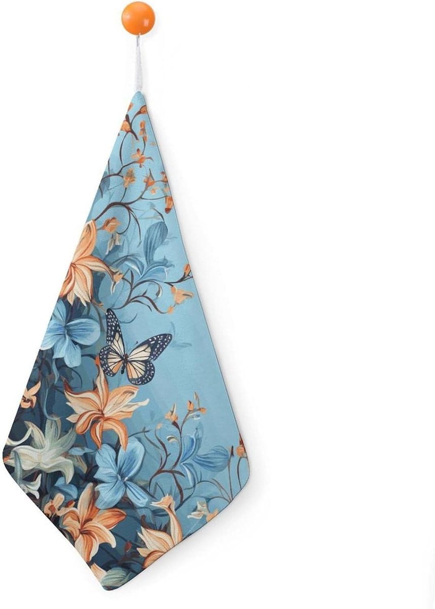 Blauwe Vlinder Microvezel Handdoeken voor Keuken en Badkamer - 30 cm