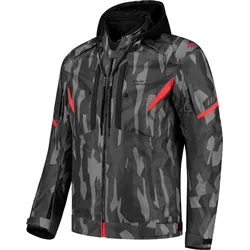 Rusty Stitches Dylan Camo, Textiljacke wasserdicht - Dunkelgrau/Hellgrau/Rot - S