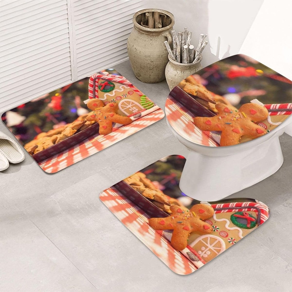 Set van 3 ultra absorberende badmatten voor de badkamer - Zwart