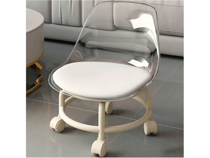 Hocker mit Rollen, Fürs Büro - Sitz mit drehbaren Lenkrollen(Clear)