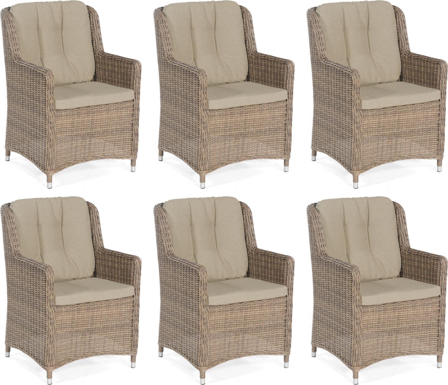 Sonnenpartner 6er-Set Garten-Sessel Avatar Aluminium mit Polyrattan rustic-stream Gartenstuhl Hochlehner