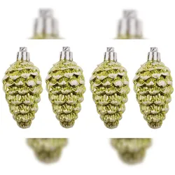 BURI® Weihnachtsbaum Weihnachtsbaumkugeln Baumschmuck Baumkerzen Lichterkette  grün Zapfen 4er-Set