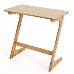 COSTWAY Beistelltisch, Z-förmiger Bambus-Sofatisch, Couchtisch für Kaffee und Laptop, 75 x 40 x 70 cm (natur)