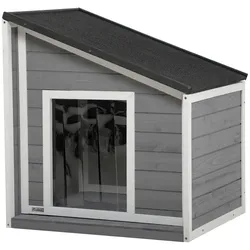 PawHut Hundehütte, Tannenholz, Hundehaus, Kleintierhaus mit Asphaltdach, Outdoor