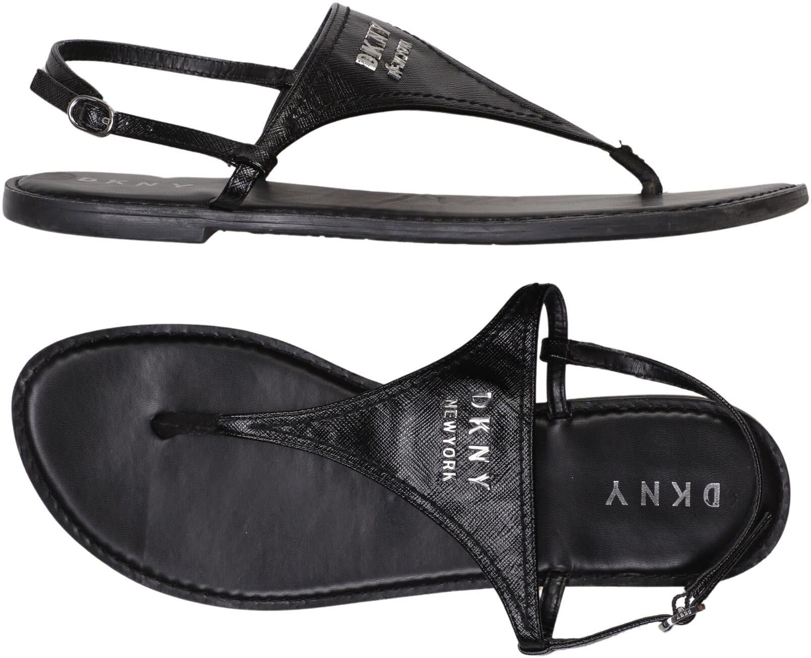 Dkny by Donna Karan New York Damen Sandalen, Schwarz, Gr. EU 42.5, Kunstleder - Second Hand