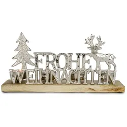 Deko-Objekt Frohe Weihnachten Aluminium Silber