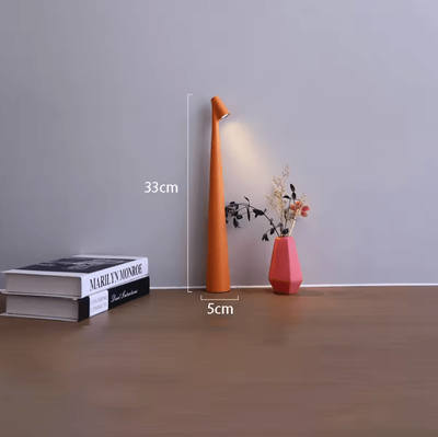 Inspire Curations Minimalist Rechargeable LED Desk Lamp Touch Dimmable Bedside Table Light orange abs