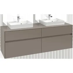 Villeroy & Boch Collaro Waschbeckenunterschrank, für 2 Waschbecken, Wandmontage, 1600x548x500mm, C02100VM, Farbe: Front/Korpus: Taupe, Griff: Taupe