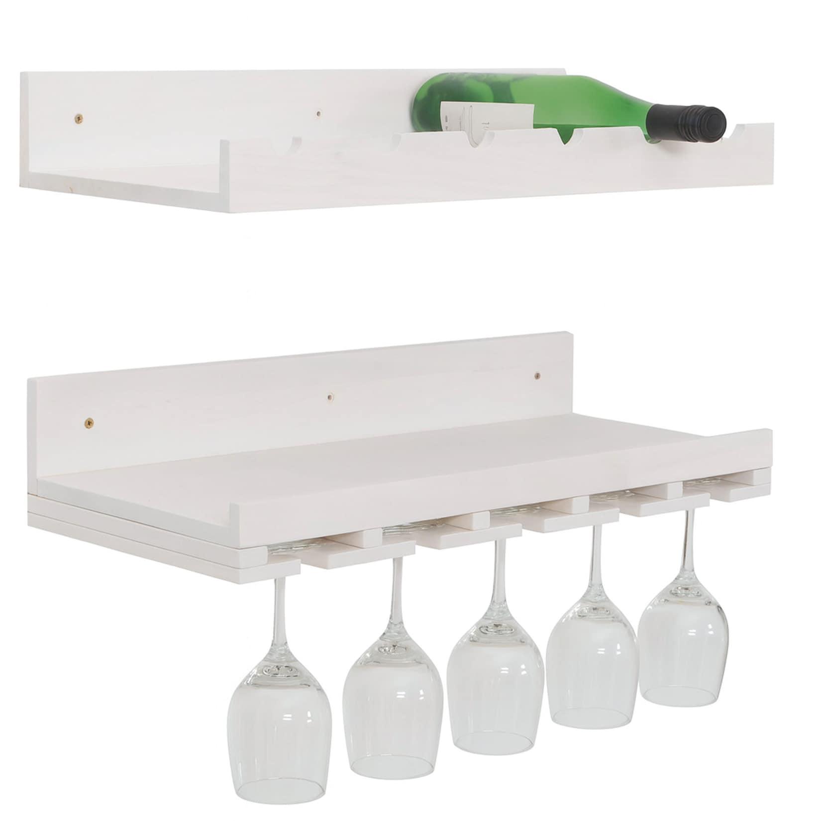 2er-Set Weinregal MCW-P22, Glas-/Flaschenhalter Wandbar für 6 Flaschen/15 Gläser Holz MVG-zertifiziert 61x28cm ~ weiß