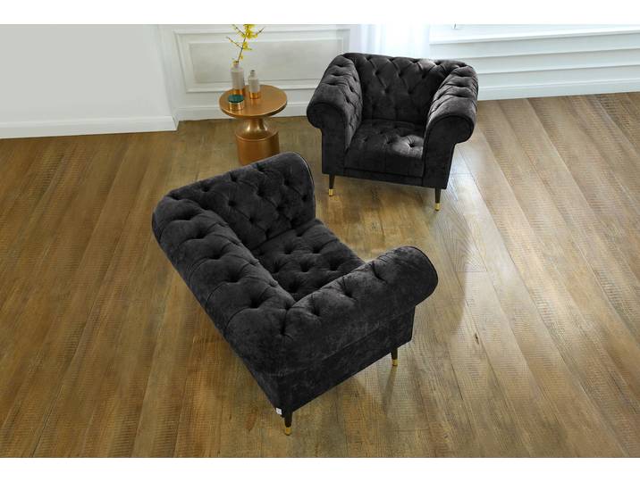 Chesterfield-Sessel HOME AFFAIRE Tinnum Sessel , schwarz, B:106cm H:77cm T:87cm, Luxus-Microfaser Vintageoptik (66% PU, 27% Polyester, 7% Baumwolle);Struktur weich( 97% Polyester, 3% Polyacryl), Sessel, Chesterfield-Sessel