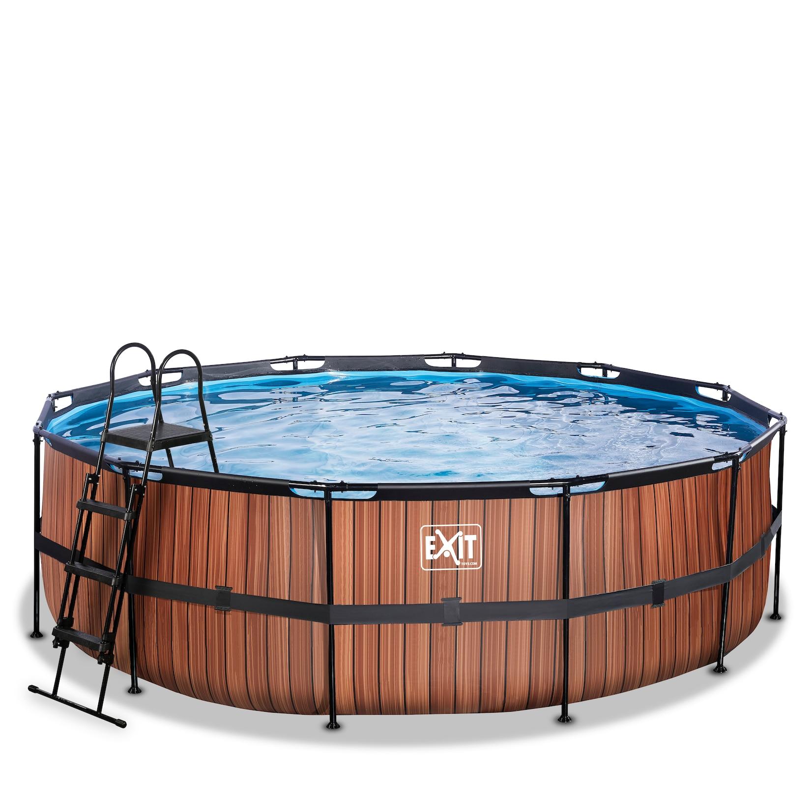 EXIT Frame Pool ø450x122cm mit Sandfilterpumpe - Holz Optik