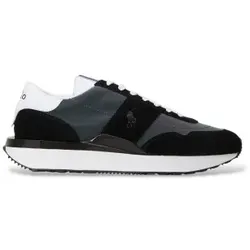 Polo Ralph Lauren für Herren. 809913346002 Leder-Sneaker Train 89 Panel schwarz (39), Wohnung, Schnürsenkel, Lässig