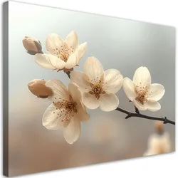 WANDBILD, Cremefarbene Magnolien in einer romantischen Vintage-Komposition