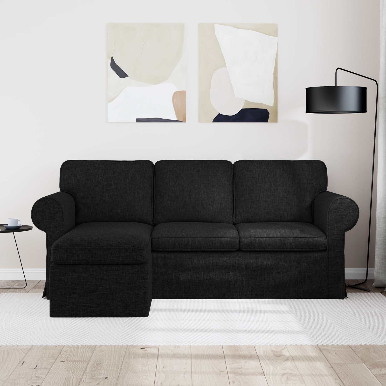 vidaXL Canapé Noir 195 x 138 x 80 cm tissu
