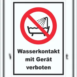 HB-Druck Wasserkontakt mit Gerät verboten Schild A5 Rückseite selbstklebend