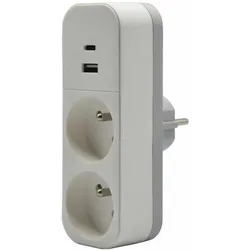 Quarx, Steckdosenleiste, Steckdosenleiste mit 2 Steckdosen mit Schalter 3680 W (2x, CEE 7/3, CEE 7/4)