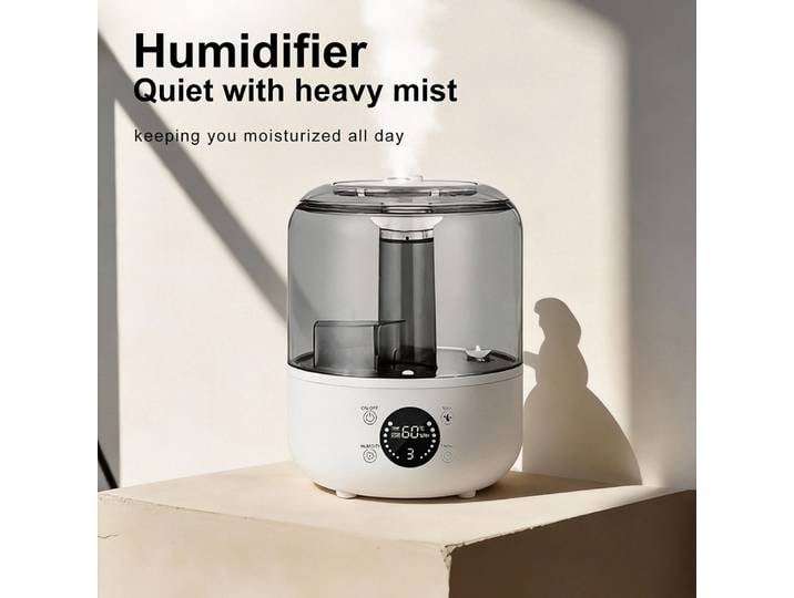 Humidificateur à remplissage par le haut grande capacité pour chambre à coucher, bébé, maison, bureau, humidificateur ultrasonique purificateur d'air à brume froide, silencieux