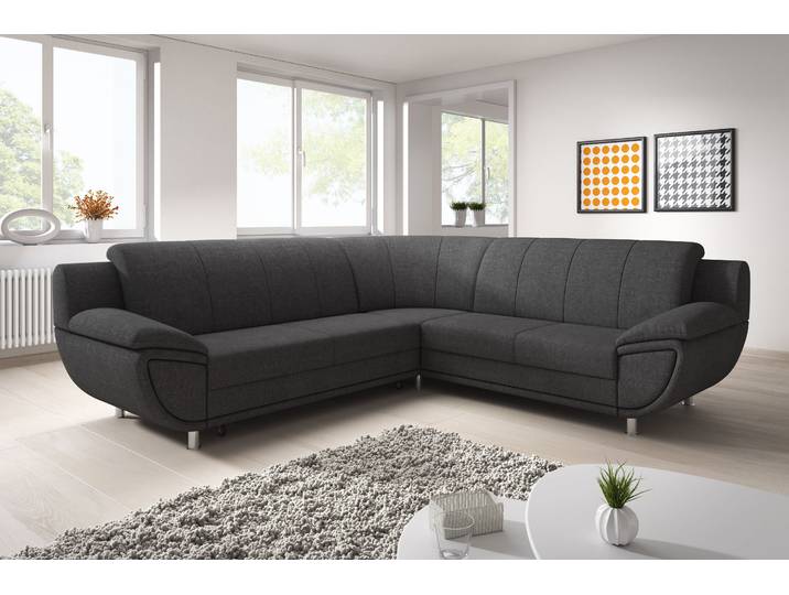 Ecksofa TRENDMANUFAKTUR Rondo II 267 cm, zeitlos & elegant, bequeme Armlehnen, L-Form , grau (dunkelgrau), B:267cm H:85cm T:247cm, Struktur (100% Polyester), Sofas, Ecksofa, wahlweise mit Federkern, wahlweise mit Bettfunktion, B/T 267/247cm