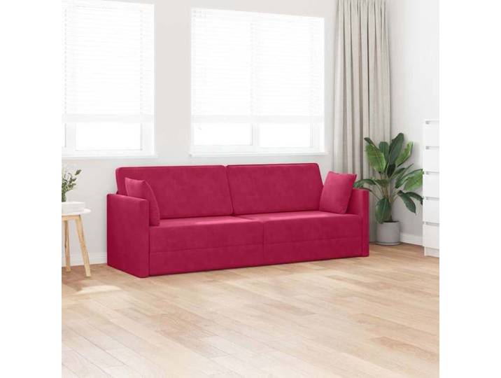 Rouge SOFA Convertible - PHSH - Canapé-lit - au sol - 200cm Bordeaux Velours C969