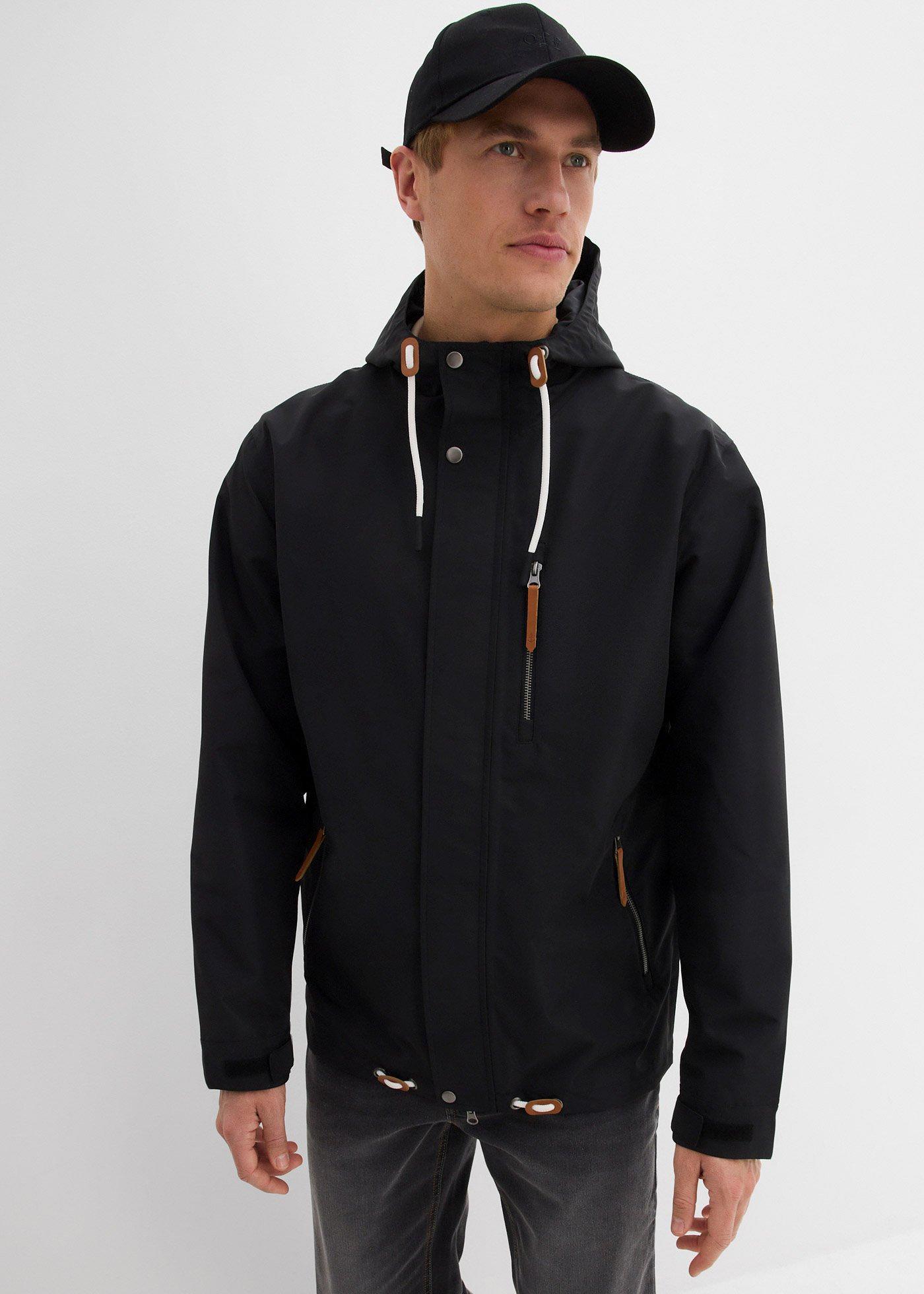 bonprix Wasserdichte Funktions-Jacke, schwarz, Gr.52, moderne Herren-Jacke mit Funktion