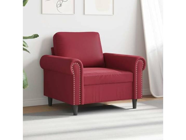 KTHLBRH Roter Sessel Weinrot 60 cm aus Kunstleder Modernes Design, Metallrahmen, Schaumstoffpolsterung, max. Belastung 110 kg