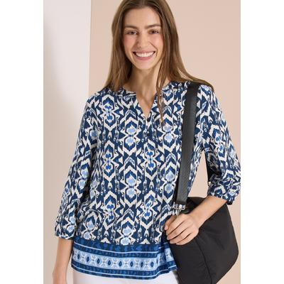 Shirtbluse CECIL, Damen, Gr. M (40), blau (universal blau), Stoff, 100% Viskose, gemustert, klassisch normal, Rundhals, elastischer Bund, Blusen, aus softer Viskose