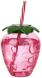 Universal Stock StrawBerry Bliss Fruit Straw Cup Cute Water Bottle For Kids & Adults strawberry B