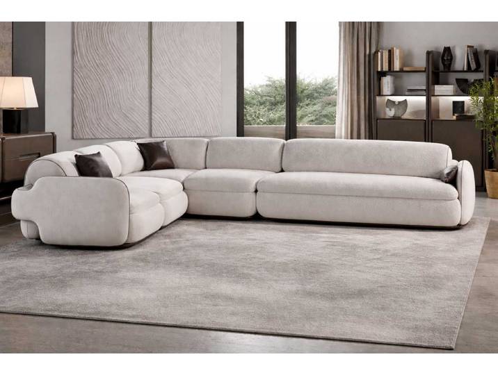 JVmoebel Ecksofa Weiße L-Form Polstercouch Designer Textilsofa Wohnzimmer Stoffcouch, 1 Teile, Made in Europa
