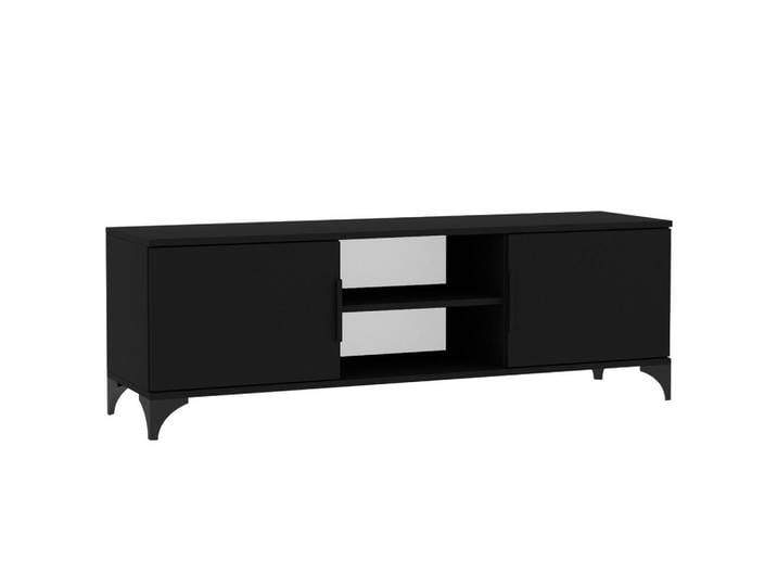 Beautysofa Lowboard Home mit 2 Türen, mit Griffen, Schwarz, Rechteckig, 150x50x40 cm, Wohnzimmer, TV Möbel, Lowboards, Lowboards stehend